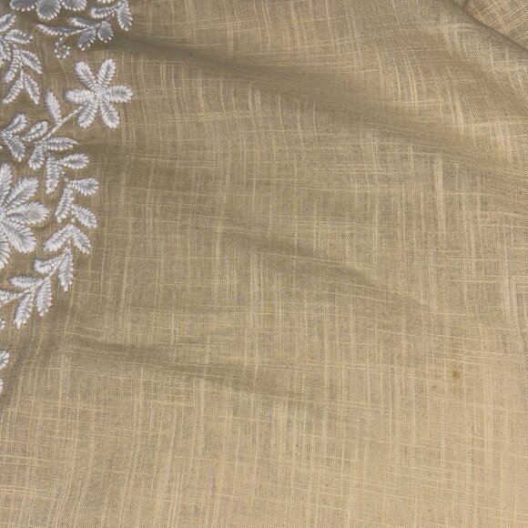 Utsa Yellow Embroidered Cotton Tunic Top XXL Floral Boho Kurta 3/4 Sleeve - Picture 8 of 11